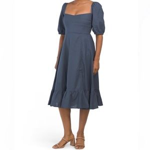 Beyond Words Puff Sleeve Midi Dress